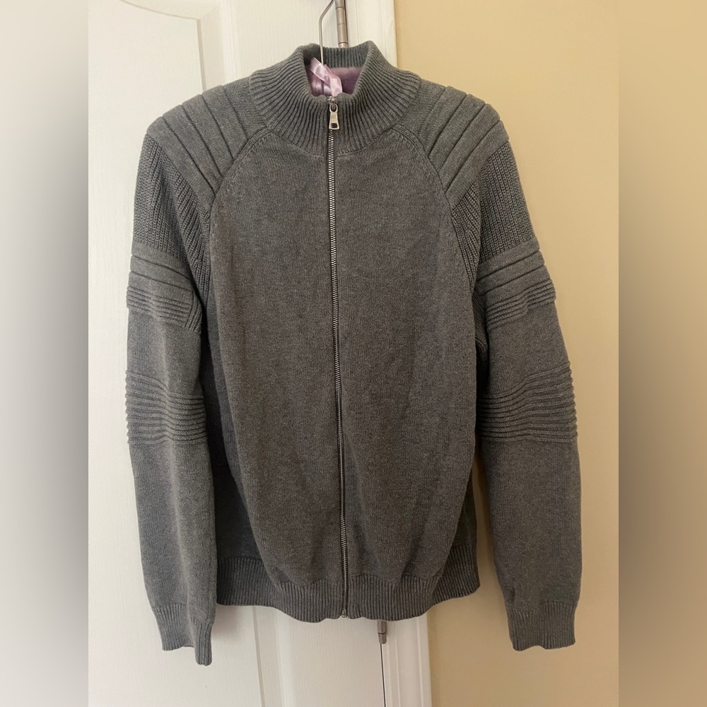 INC International Concepts Gray Zip Up Sweater